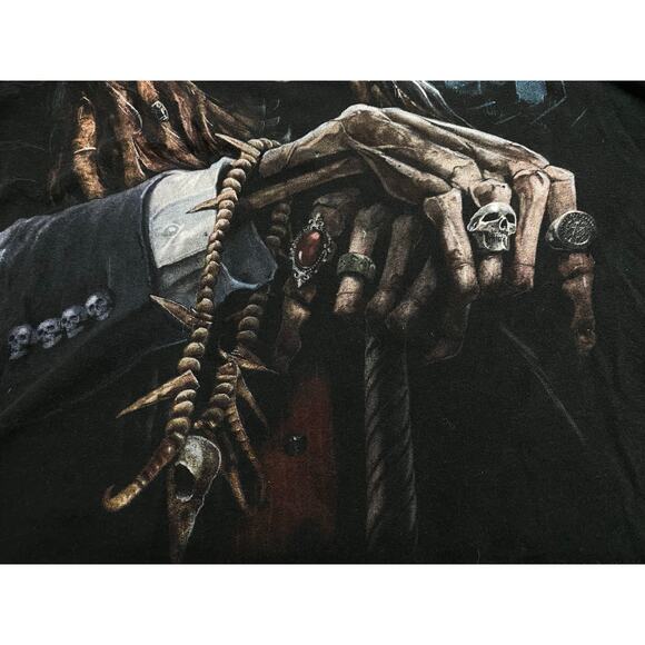 Skeleton Witch Doctor Dual Sided Graphics Long Sleeves T-Shirt Large Voodoo - Picture 5 of 13